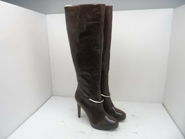 Nine West Women&#39;s Pearson Knee-High Tall Dress Heels Brown Leather Size 5.5M - £45.55 GBP