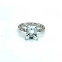 Natural Aquamarine Diamond Ring 6.5 14k W Gold 3.29 TCW Certified $4,950 217106 - £1,551.57 GBP