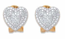 Round Diamond Heart Shaped 1/10 Carat Stud Gp Earrings 18K Gold Sterling Silver - £160.25 GBP