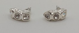 JEWELRY Rhinestone Lined Earrings Silvertone Square,Round,Triangle  Costume - £3.89 GBP