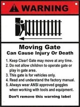 Warning Signs 2 Pack Moving Gate Can Cause Serious Injury 8&quot;x12&quot; Safety ... - £7.82 GBP