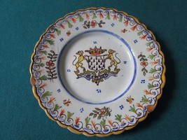 Antique Majolica Plate Civic Heraldry Of France - Armorial De France [*4-1-L] - £81.57 GBP