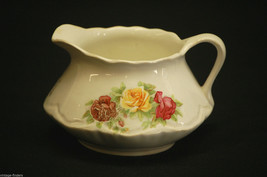 Vtg Owen China Ransom Creamer Pitcher Gold Medal St Louis Mo. Red &amp; Yellow Roses - £11.59 GBP