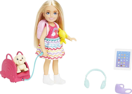 Barbie Chelsea Doll and Accessories, Small Doll Travel Set with Puppy and 6 Piec - £20.46 GBP