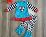 NEW Boutique Cow Farm Tunic &amp; Ruffle Leggings Girls Outfit Set - $11.04