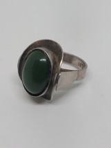 Vintage Sterling Silver 925 Peru Elias Green Jade Ring Size 6 - £35.37 GBP