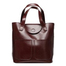 100% Genuine Leather Ladies Bag Big Capacity Women Patent Cow Leather Handbags F - £87.54 GBP