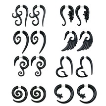 8 Pairs 16G Graceful Tribal Spiral Fake Gauges Acrylic Ear Tapers Fake P... - $18.44