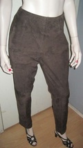 Vintage DANIER Women&#39;s Brown LEATHER SUEDE Pants Side Zip Lined Sz 4 - £15.84 GBP