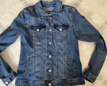 Womens Maurices Jean Jacket Size Small Metal Button Blue Denim Tan Stitc... - $24.95