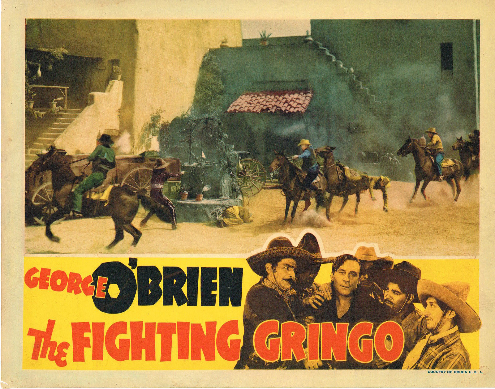 THE FIGHTING GRINGO (1939) Western Lobby Card Gunfight on Horseback Scene 7 - $50.00