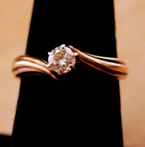 Vintage Stuller 14k yellow gold Engagement ring - genuine diamond - size 7 1/2 - - £454.79 GBP