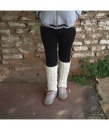 Alpaca Leg Warmers - Women&#39;s Soft Warm Hand Knit Cable White Wool Leggings - £35.39 GBP