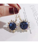 Women&#39;s Bule Crystal Sunflower Drop Dangle Earrings - €9,54 EUR