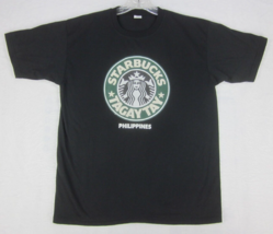 Starbucks Mens T Shirt (L) Philippines Tagaytay Since 1938 Black 100% Cotton - £19.10 GBP