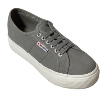 SUPERGA Unisex Platform Sneakers Gray Canvas Men&#39;s 8 1/2 Women’s 10 Low Top Lace - £21.57 GBP