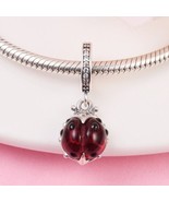 2023 Spring Release 925 Sterling Silver Red Ladybird Dangle Charm with C... - $25.24 CAD