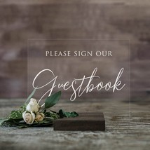 Please Sign Our Guestbook Acrylic Modern 8X10 Wedding Sign With Included Acrylic - £30.51 GBP