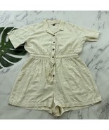 Universal Thread Womens Linen Blend Romper Size L Cream Rope Belt Light - €21,69 EUR