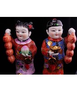 Moriage Chinese statues / satsuma figurines / Oriental art / Asian lucky... - £241.47 GBP