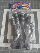 Black Rubber Hands Gorilla Costume Gloves Adult By Rubies Soft Skin New Vintage  - £15.92 GBP