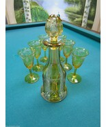 Bohemian Czech Decanter Glasses Clear to Yellow Intaglio Moser Style - P... - €144,48 EUR