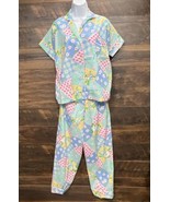 VTG Carole Women Pajama 2-Piece Set Patchwork Petite Med Short Sleeves Y... - $30.45