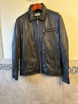 NWOT MICHAEL KORS Men&#39;s Black Leather Insulated Bomber Jacket SZ L - £154.97 GBP