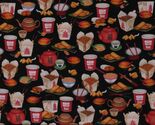 Cotton Chinese Food Rice Egg Rolls Fortune Cookies Fabric Print BTY D574.89 - $14.95