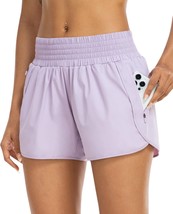 BMJL Women&#39;s High Waisted Athletic, Pocket Workout Sporty Shorts Purple ... - $21.99