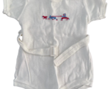Vintage Baby Boy Embroidered Front Belted One Piece Romper - £15.89 GBP