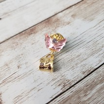 Pin / Brooch Gold Tone Angel with Pink Wings Carrying &quot;Baby&quot; Carrier - £5.58 GBP