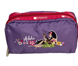 Le Sportsac Aloha Mele Hawaii Exclusive Rectanglar Cosmetic Bag Hula Girl Ukulele - £47.39 GBP