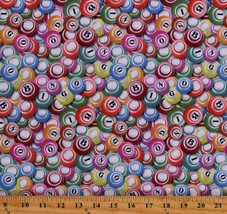 Cotton Bingo Balls Games Cards Academic Fabric Print by the Yard D675.44 - £9.55 GBP