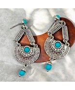 Teal &amp; Silver Teardrop Dangle Earrings | Handmade Boho Elegant Jewelry |... - $18.04 CAD