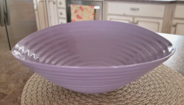 Portmeirion Sophie Conran Lavender Purple Serving Fruit Bowl Ribbed Larg... - $29.99