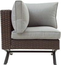 Lokatse Home Rattan Corner Sofa X Shape Leg Outdoor Furniture Right-Arm, Brown - £183.04 GBP