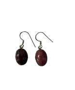 Vintage Pink Stone Cabochon Drop Earrings Oval Dangle Earrings Silver Tone - $16.20