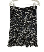 Y2K Skirt Vintage Size Large Black Floral Polka Dot Lettuce Hem Large Wh... - $39.73