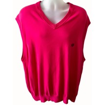 Ralph Lauren Chaps sleeveless solid cotton blend fuchsia knit sweater ve... - $24.04