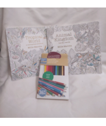 Adult Coloring Book Set Of Two Animal Kingdom Tropical World 32 Colored ... - $39.99