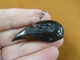 J-Raven-1) Raven 3-D birds bird head buffalo black organic figurine PEND... - $360.94 MXN