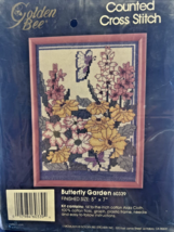 1988 Golden Bee Counted Cross Stitch Kit # 60339 "Butterfly Garden" Fram... - $8.79