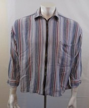 Break The Rules Street Wear Blue Striped Long Sleeve Full Zip Men&#39;s Shir... - $150.53 MXN