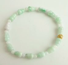 small Certified Light Green A Jadeite Carved Gourd Beads Stretchy Bracelet - £6.38 GBP