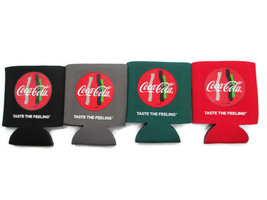 Coca-Cola Set of 4 Koozies Foam Coozies Black Grey Green Red - £4.38 GBP