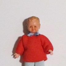 Small Boy Caco 20 1795 Red Swshrt Blue Jeans Sculpted Dollhouse Miniature - £15.50 GBP