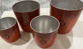 Vtg Nesting West Bend Aluminum Canister Set Burnt Orange/Red USA 1960s NO LIDS - £16.08 GBP