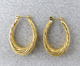 14k Hoop Earrings Yellow Gold MA Michael Anthony Pierced 2.65 Grams 1.25&quot; Long - £192.50 GBP