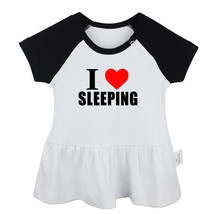 I Love Sleeping Newborn Baby Girls Dress Toddler Infant 100% Cotton Clothes - £10.29 GBP